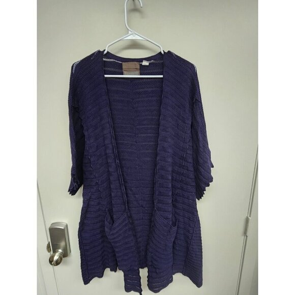 Anthropologie Sweaters - GUINEVERE Anthropologie Dark Blue Cashmere Blend Knit Open Front Cardigan Size M